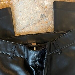 New Black Leather Women’s Lower Rise Flare Pants